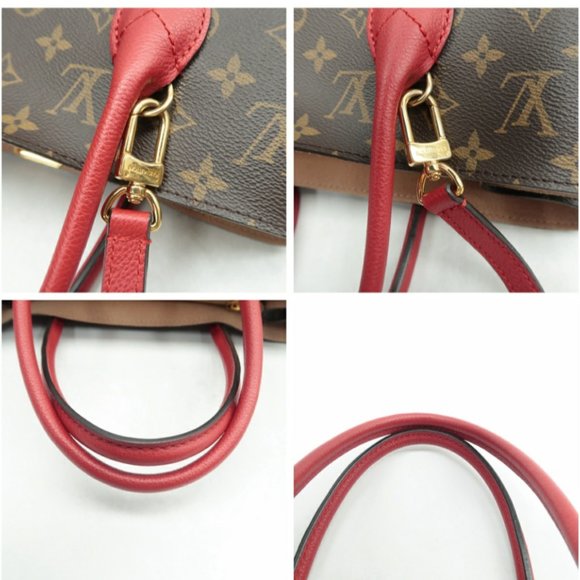 100% Authentic Louis Vuitton Flandrin Brown&Red Monogram Canvas Satchel  Bag - Picture 8 of 12
